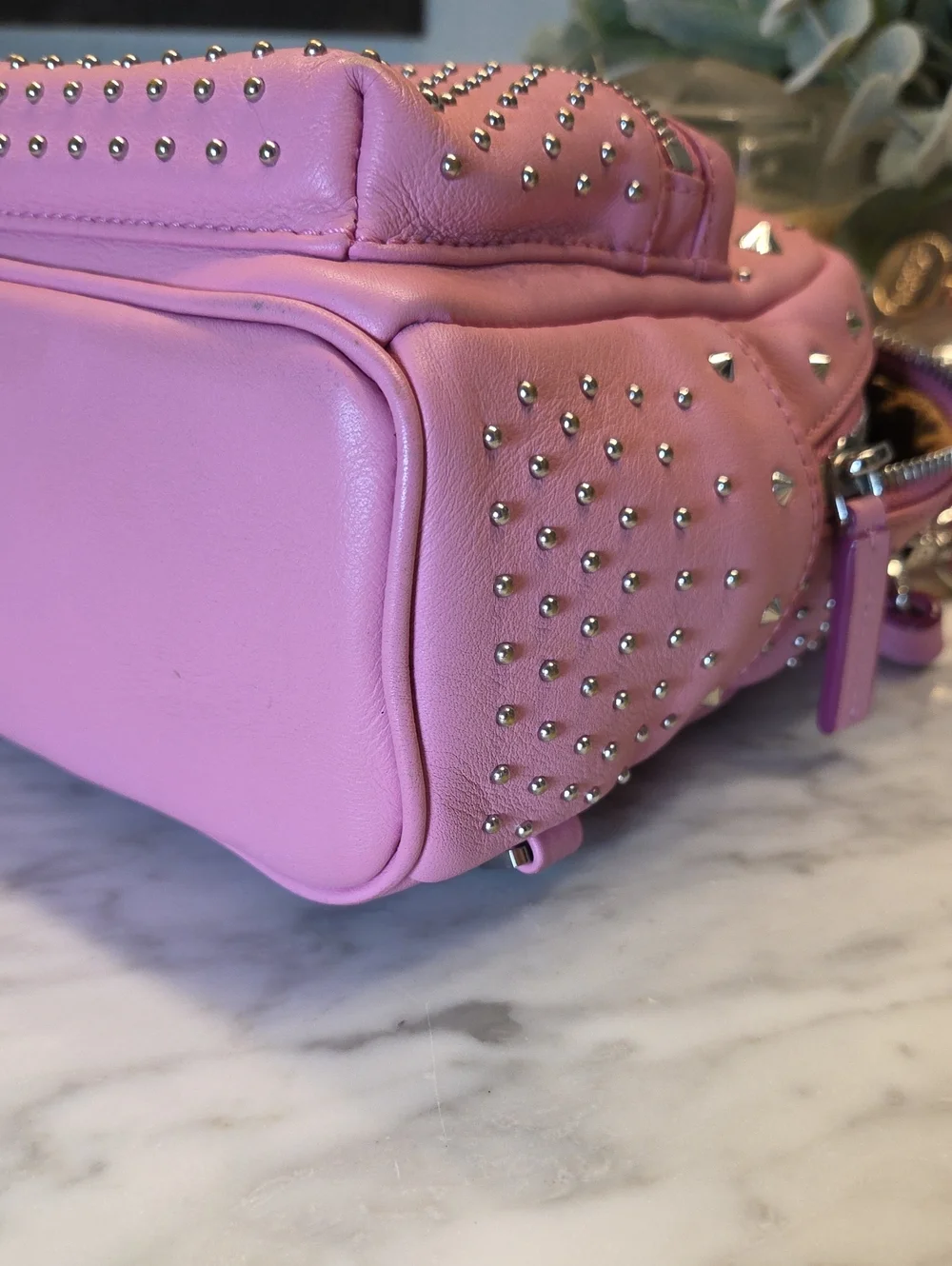 EUC MCM Baby Pink Studded Mini Backpack Crossbody 🩷